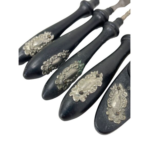 Victorian Vanity 6 PC Set Wood Ornate Decorated Nail Tools Shoe Horn Button Hook - Picture 4 of 12